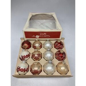 12 Vintage Rauch Christmas Pyramid Stenciled Glass Ornaments Variety Pack